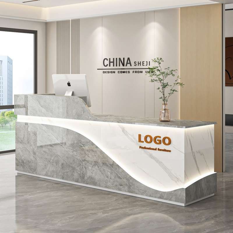 SJN公司前台接待柜台迎宾现代酒店简约服务台吧台收银台