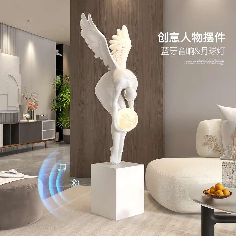 现代轻奢艺术人物落地灯摆件客厅玄关抽象工艺品酒店大堂天使雕塑