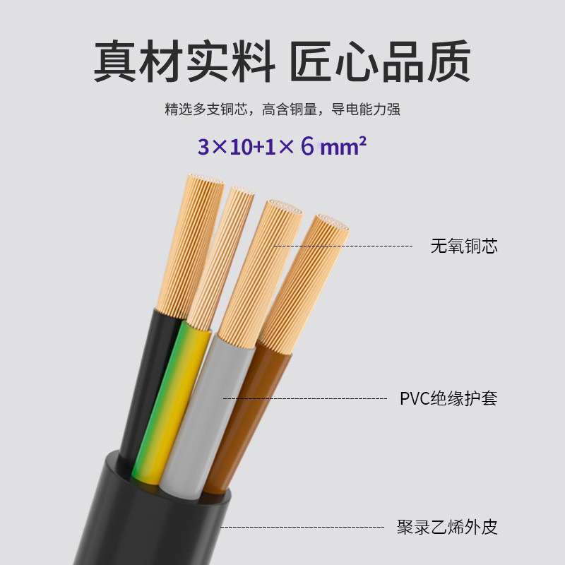 广缆3+1芯四芯10 16平方米电缆线国标铜芯低压三相充电桩电力电缆