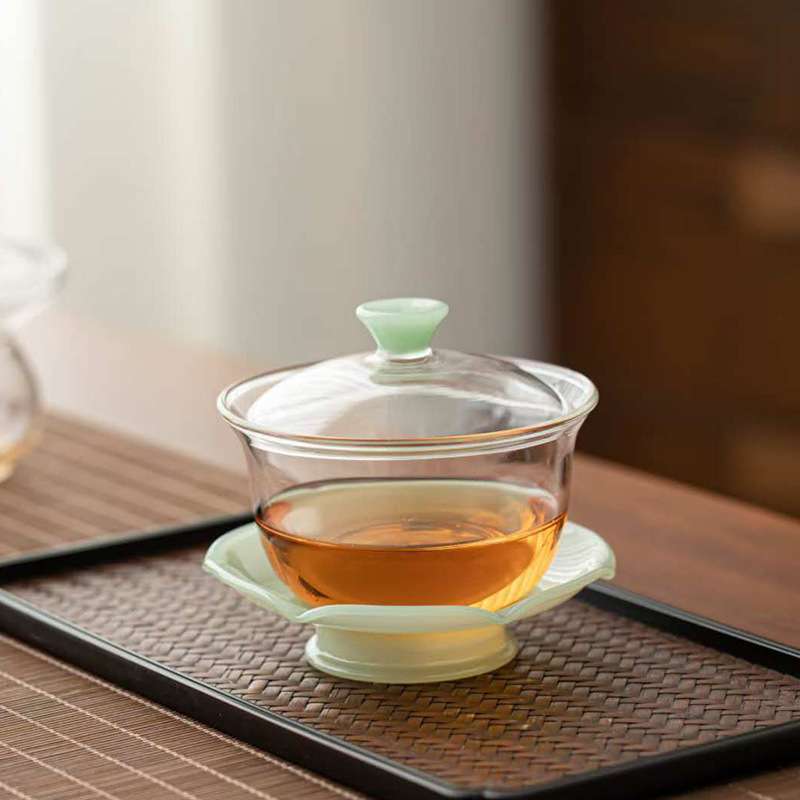 家用简约高端透明玻璃茶具套装储水茶盘茶壶盖碗茶杯整套功夫