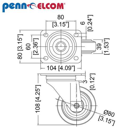 Penn Elcom 番尔康 W0985/80 万向轮脚轮轮子滚轮万向轮带刹车
