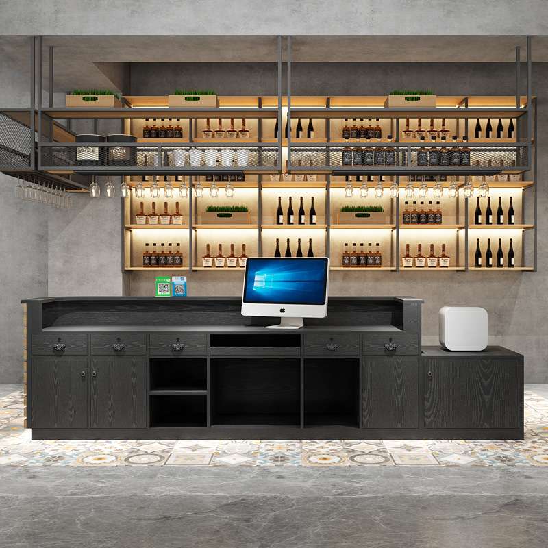 复古工业风吧台收银台餐厅饭馆烤肉店实木酒店商用前台接待台柜台