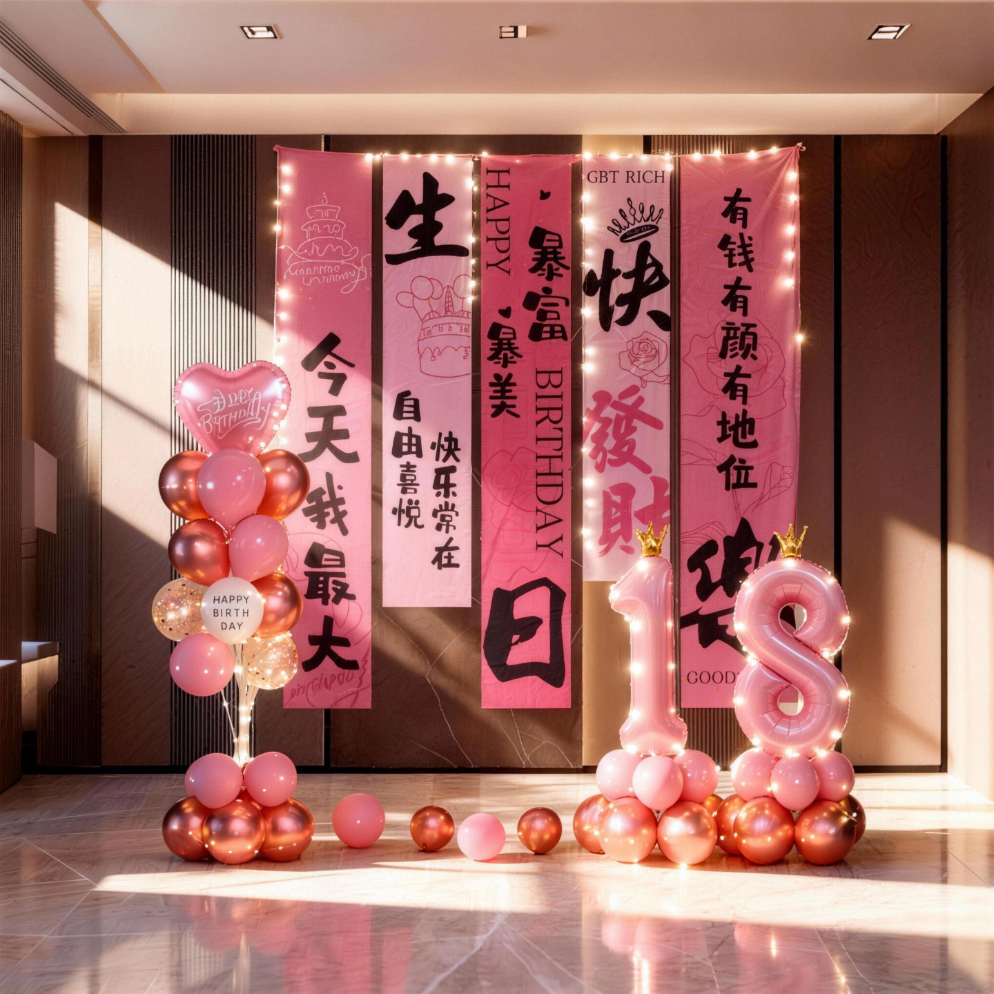 女生18岁成人礼生日快乐场景布置网红派对挂布装饰氛围条幅背景布