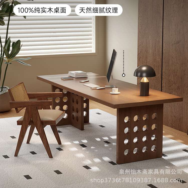 北欧创意实木老板桌工作台电脑书桌家用客厅单人学习桌书法写字台
