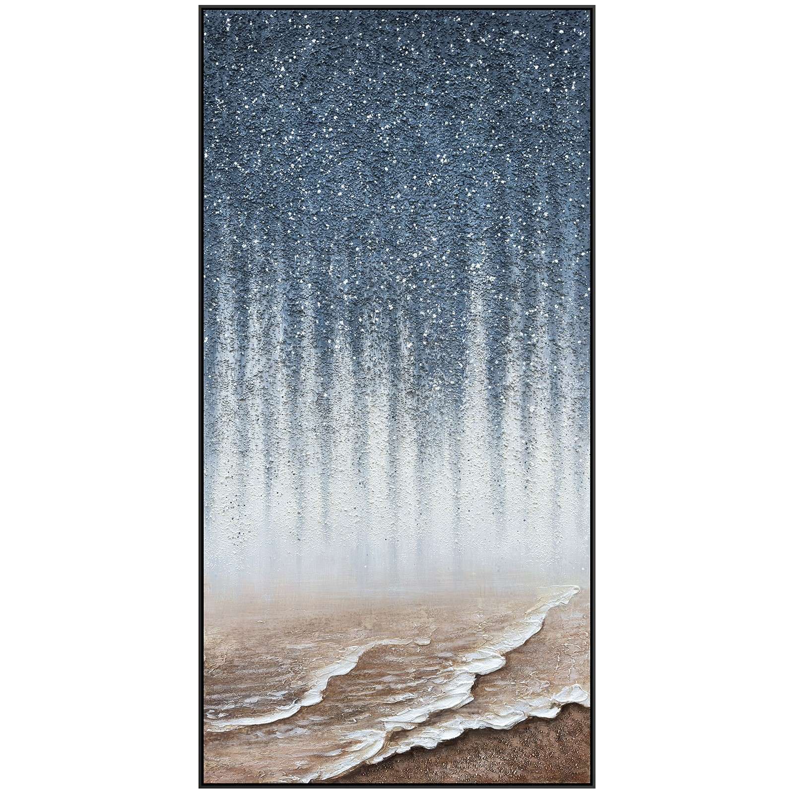 雪川黑白纯手绘油画 抽象装饰画入户玄关挂画客厅肌理画新中式