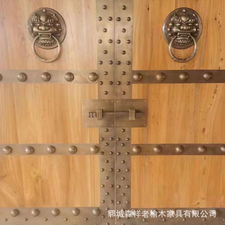 新中式老榆木大门仿古实木大宅门别墅大门民宿庭院门茶楼老式门