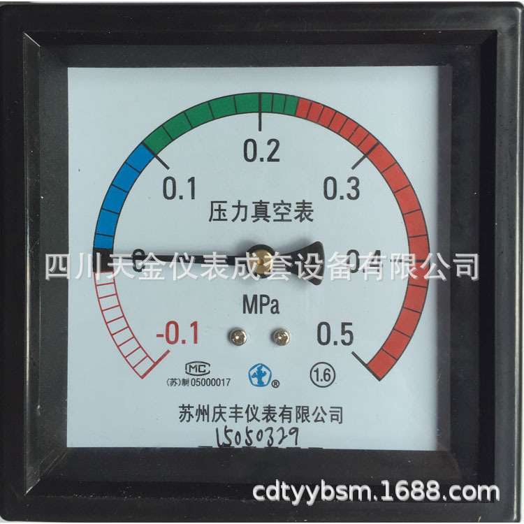 新款方形压力真空表102*102,-0.1-0.5mpa,贝斯特千樱灭菌炉用表