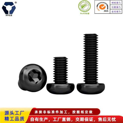 M2.5x4→2.5x10 黑色不锈钢圆头梅花螺丝 GB2672高盐雾达克罗螺丝