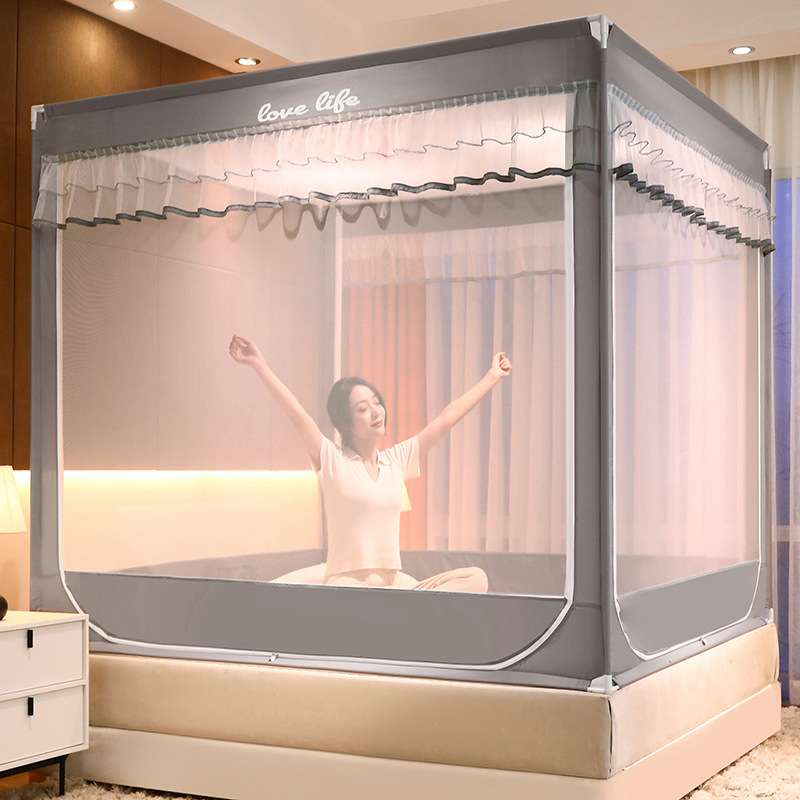 *新款外穿杆坐床式蚊帐U型外穿杆拉链坐床式家用蚊帐