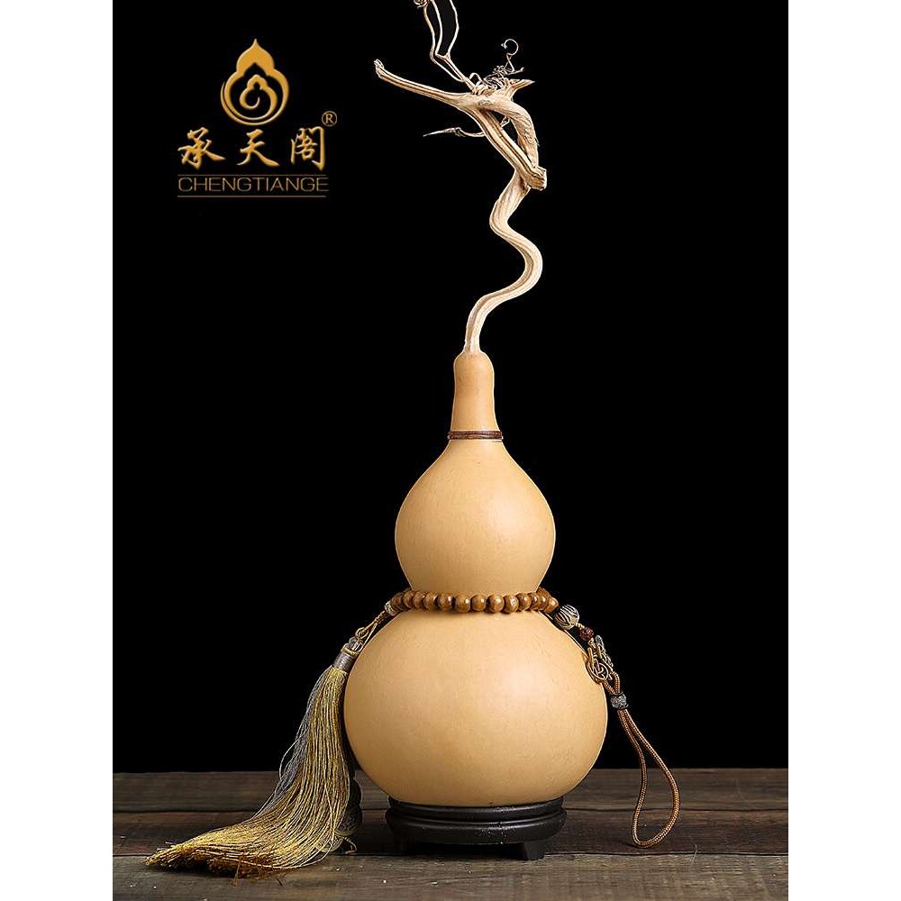 天然葫芦摆件带龙头开口寓意招福禄木葫芦挂件家宅办公真品大葫芦