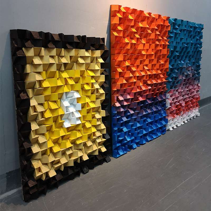 玄关装饰画竖版木头装置艺术壁画挂画走廊过立体实物画简约现代