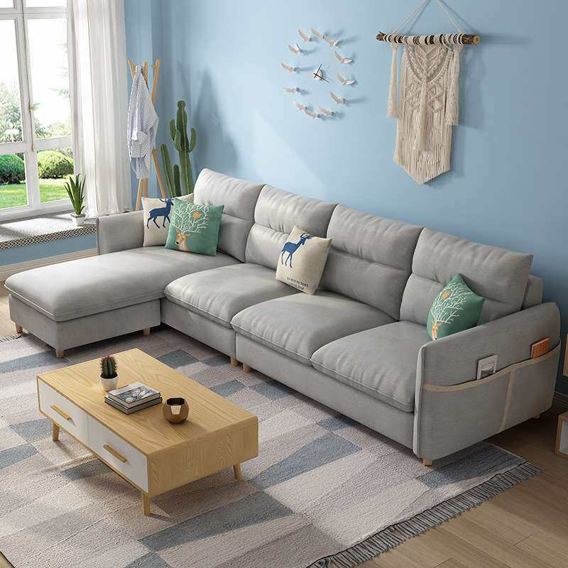 布艺沙发客厅北欧现代简约小户型三人位沙发布料租房乳胶沙发sofa