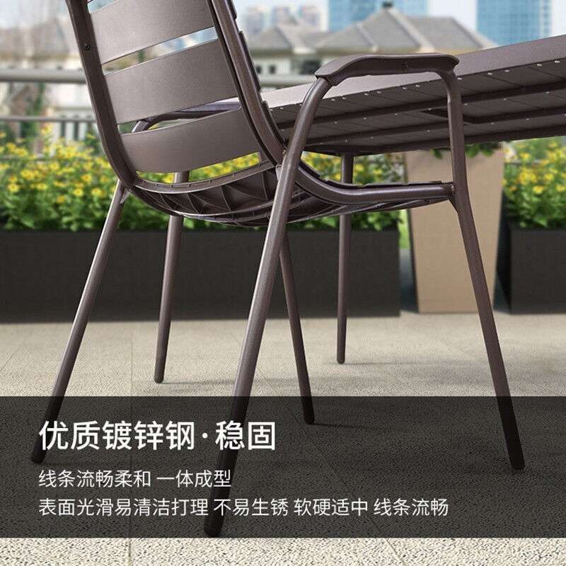 户外阳台桌椅三件套铁艺休闲靠背椅子商业奶茶咖啡店门店桌椅组合