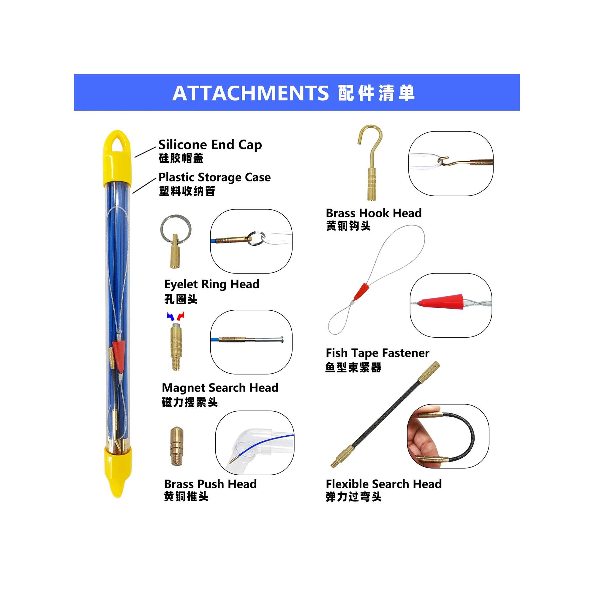 吊顶穿线多功能玻纤维穿线杆勾线钩弱电线安防布线便携杆伸缩
