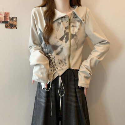大码遮肚子小众别致长袖T恤打底衫女春秋胖妹妹显瘦辣妹短款上衣