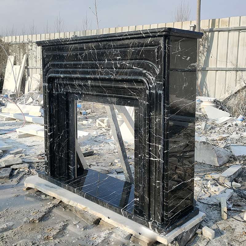 大理石壁炉石雕欧式黑白根复古简约现代法式家用取暖装饰石材壁炉