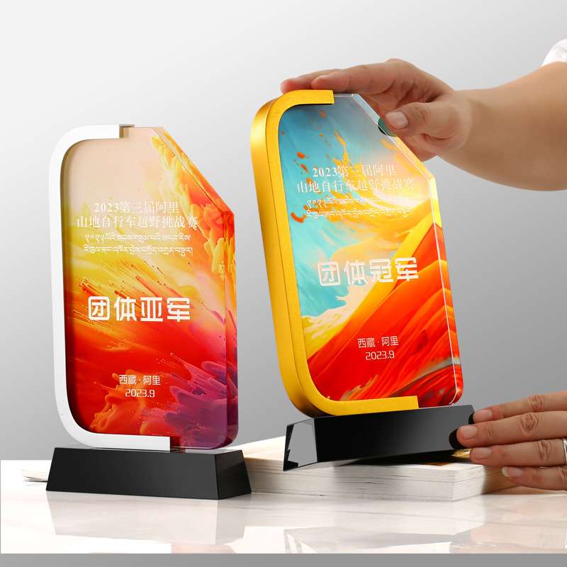 新款水晶金属奖杯周年庆学校团体比赛年会优秀员工荣誉颁奖典礼奖