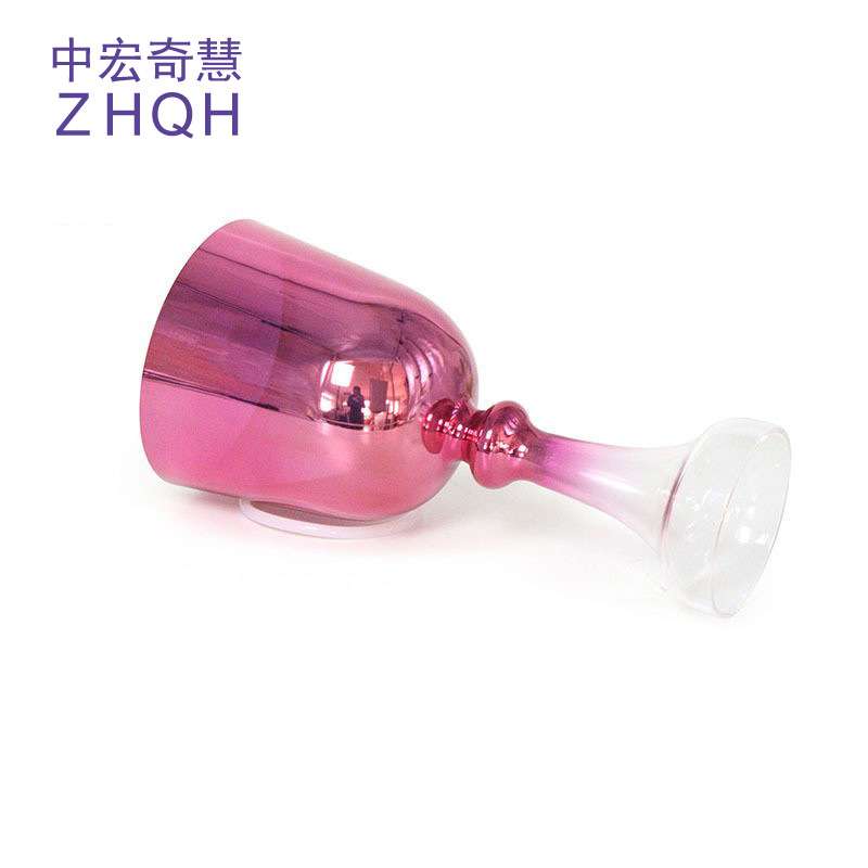 暗红色渐变手持圣杯水晶歌唱碗水晶音乐钵颂钵愈合歌唱碗打击乐器