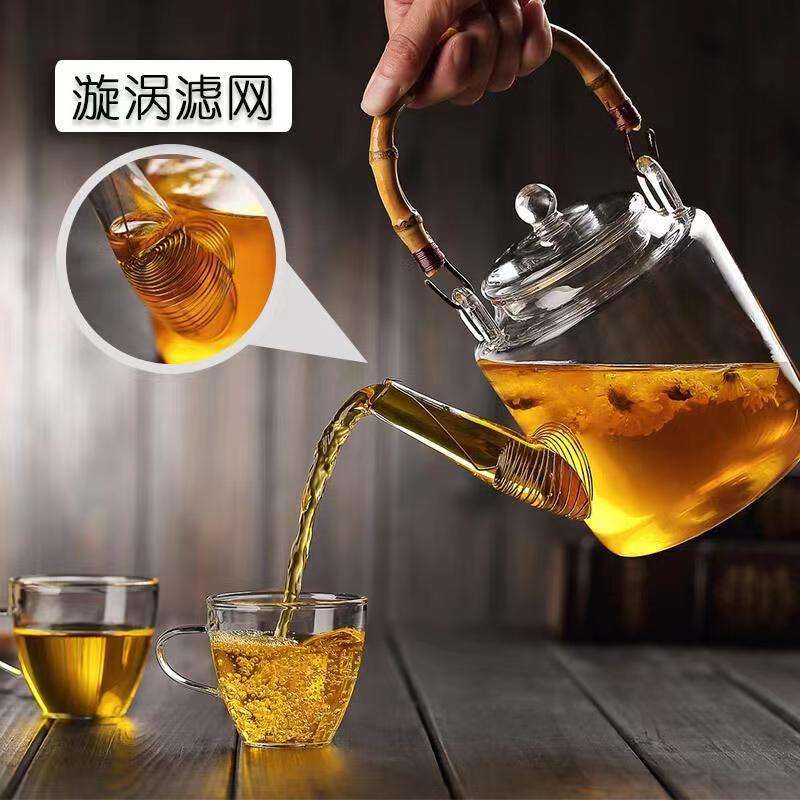 天然竹节提手过滤网弹玻璃壶耐热陶炉烧水壶家用明火家用泡茶