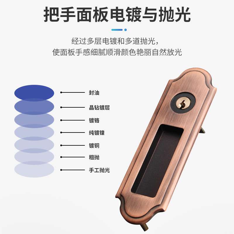 锌合金圆款移门锁推拉门移动木门锁拉手锁推拉门锁室内门锁防盗锁