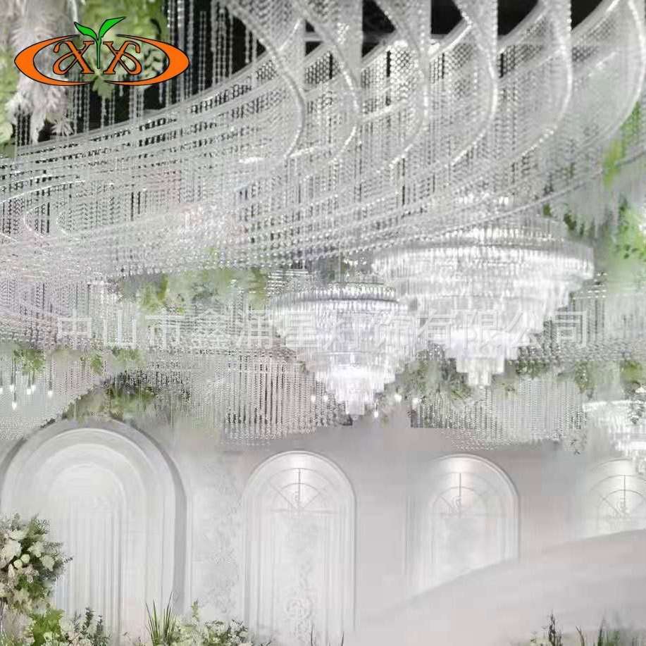 新款婚礼装饰吊顶创意婚庆吊灯灯具欧式婚礼酒店礼堂水晶珠帘吊灯