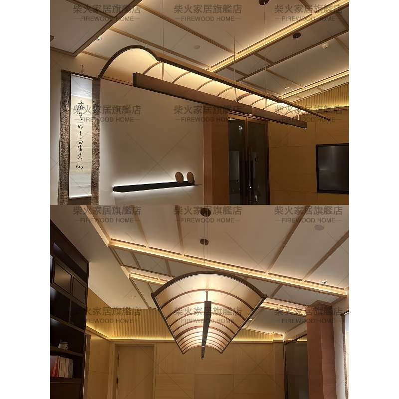 设计师餐厅吊灯新中式茶室酒店餐饮饭店创意长条岛台日式吧台灯具