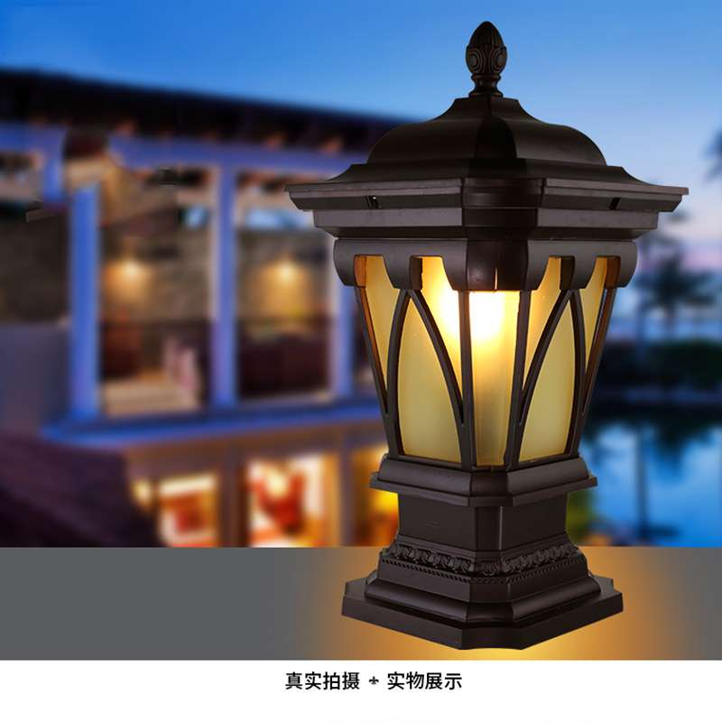 太阳能户外柱头灯小区照明压铸铝围墙灯门柱灯庭院灯玻璃led灯饰