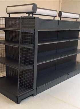 超市货架配件工厂 洗化架带灯箱广告LOGO牌单双面置物展示架7