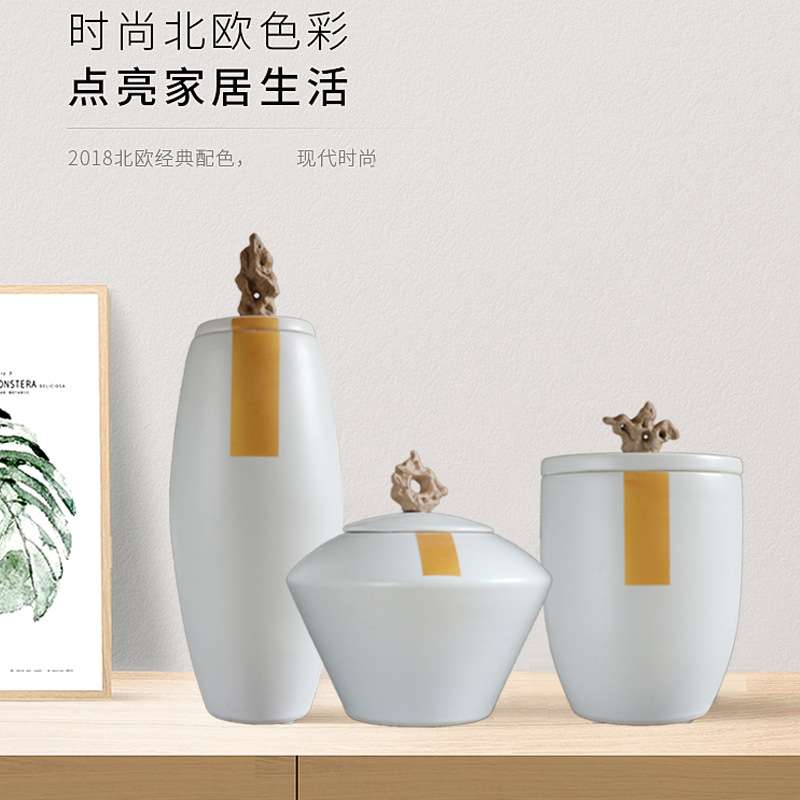 欧式陶瓷罐子摆件新中式家居客厅电视柜软装饰品玄关摆设