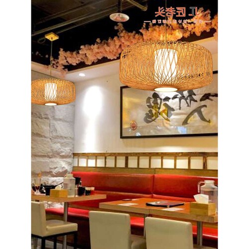 日式创意餐厅吊灯2019新款北欧竹艺吧台书房茶室卧室榻榻米吊灯
