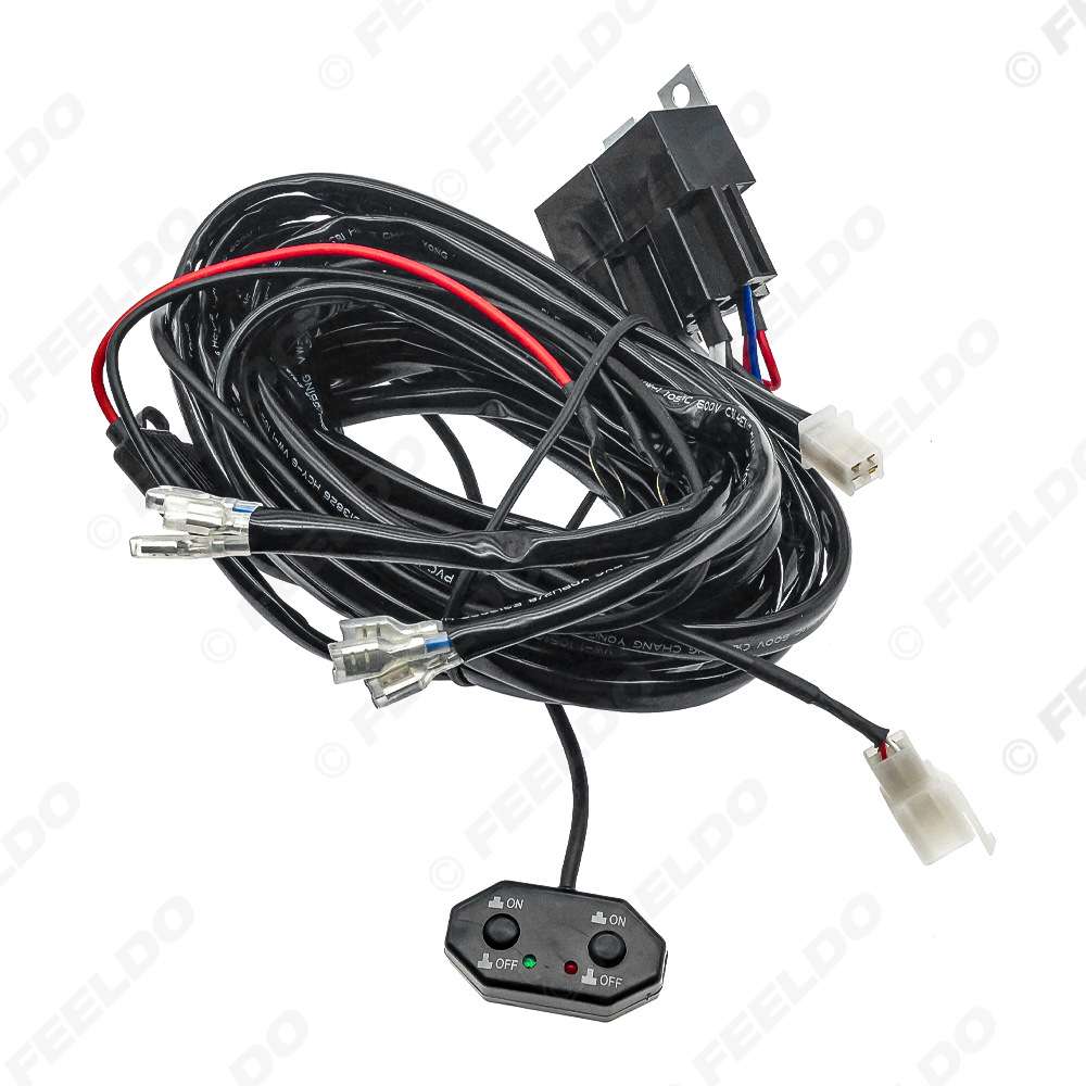 12V-14V汽车LED远近光双色灯控制器双路开关控制线雾灯遥控一拖二