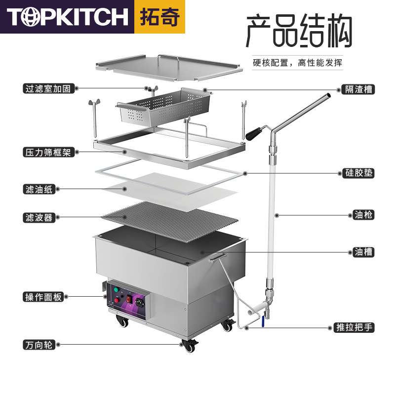 拓奇商用滤油车大容量立式汉堡炸鸡炸串店大型滤油神器18升38升