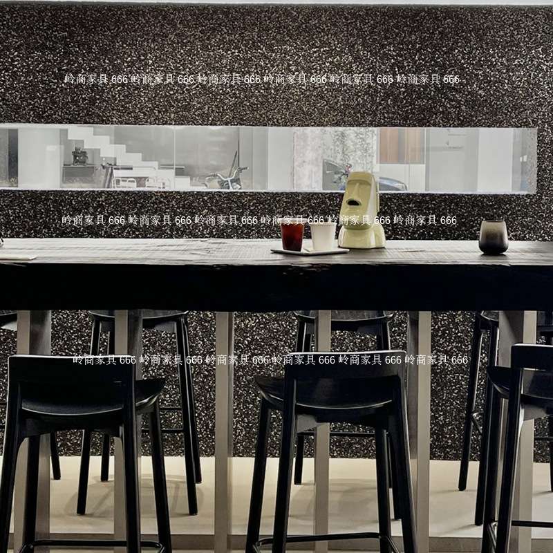 现代美式咖啡厅奶茶店轻奢实木高脚餐椅简约酒吧甜品店休闲岛台椅