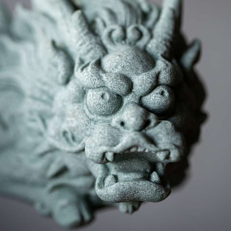 陶怡 青砂石瑞兽麒麟家居桌面茶宠 创意中式国潮装饰摆件鱼缸造景