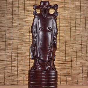 黑檀木财神爷木雕雕刻家居摆饰摆件客厅玄光书房装饰工艺送礼佳品