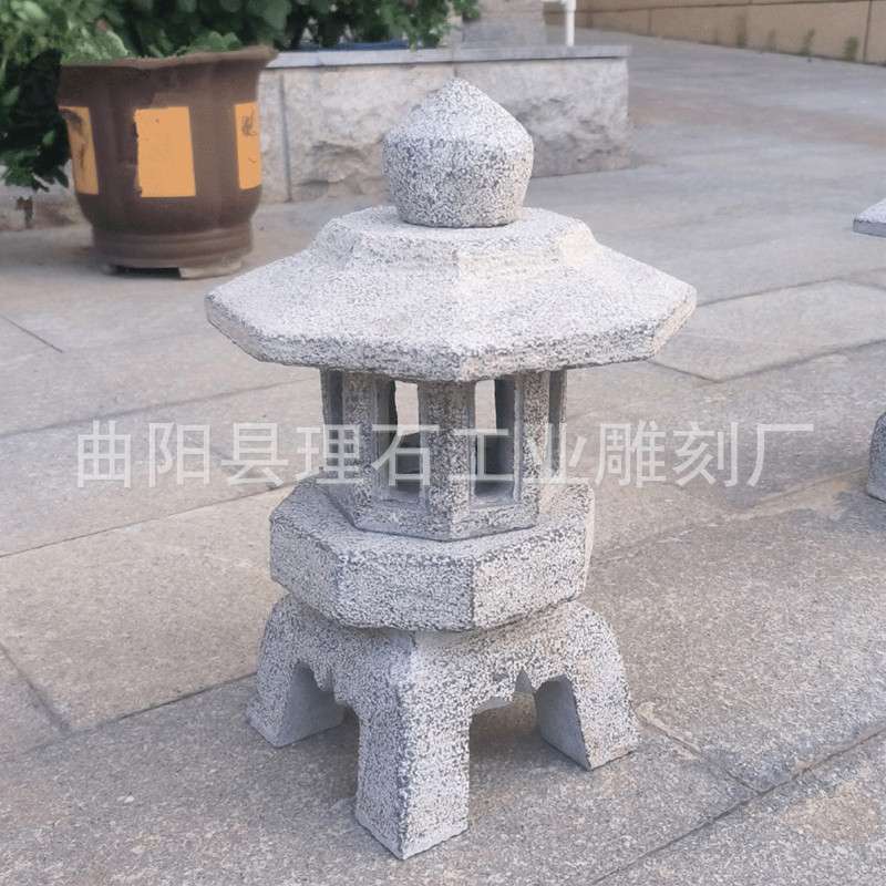 石灯笼花园落地灯雕塑摆件草坪酒店日式青石电石灯笼仿古中式宫灯