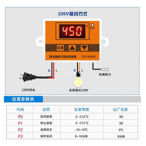 W3003数字高温温控仪 数显热电偶温控器 锅炉智能自动温度控制器