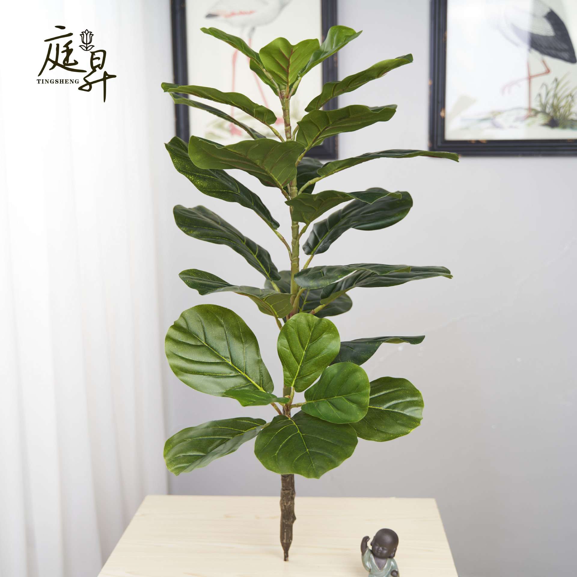 琴叶榕仿真 单支盆栽绿植假树植物盆景装饰树摆件造景 跨境假花厂