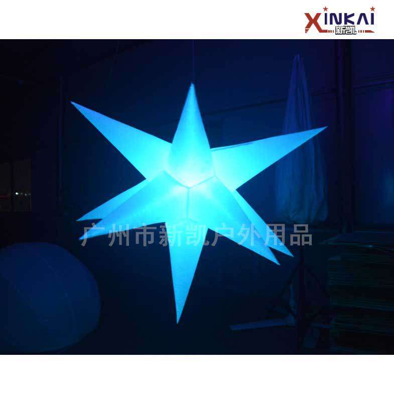 厂家直销充气吊挂多角星星 派对活动LED夜光充气悬挂星星气模发光