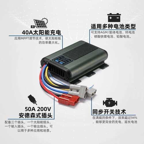 ATEM POWER 12V 40A太阳能电池充电器内置MPPT系统适用多种电池
