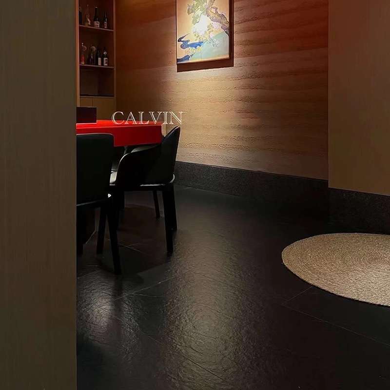 黑色板岩瓷砖600x1200哑光通体凹凸面天脉石墙砖商场酒店防滑地砖
