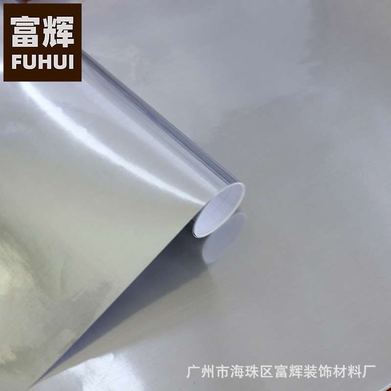 PVC金色自粘墙纸家具翻新贴纸镜面防水壁纸银色高光亮面波音软片