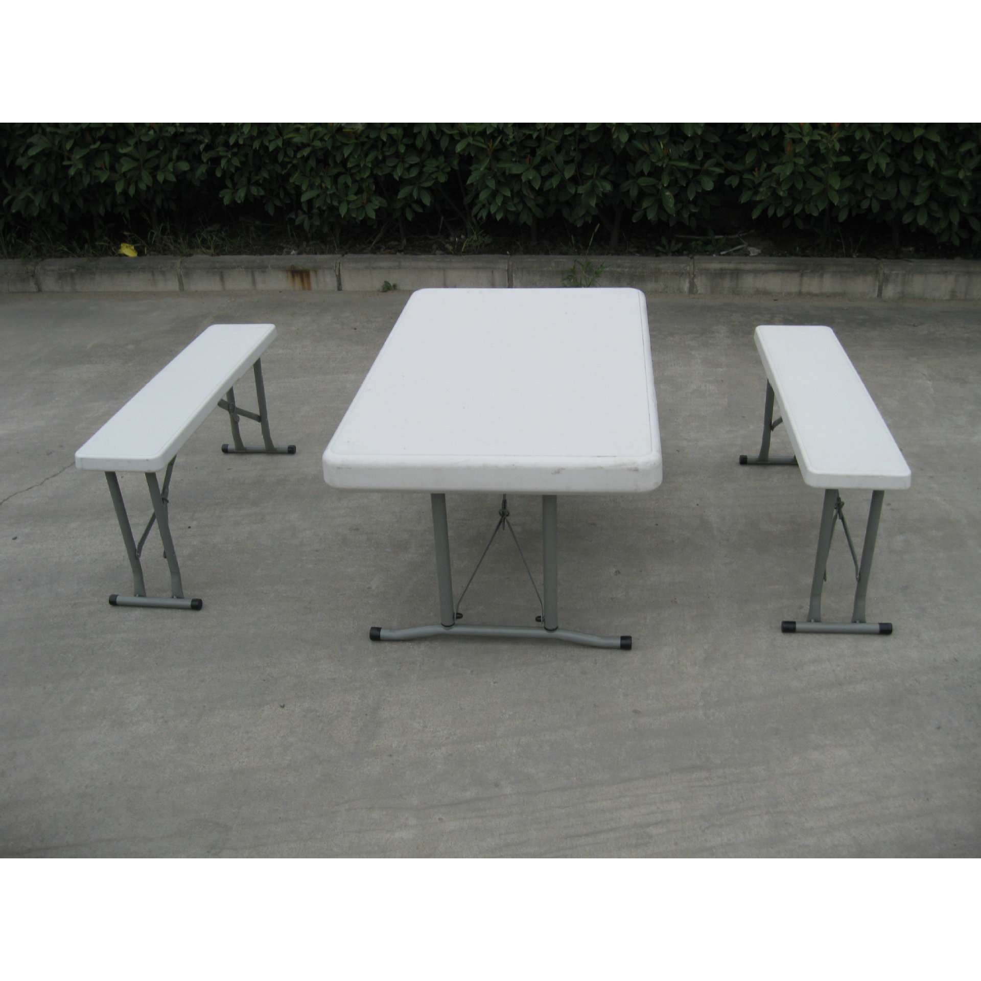 户外塑料啤酒桌 105*65*72cm 吹塑中空面板折叠桌 桌凳组合