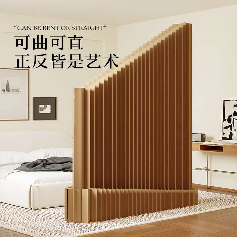 纸屏风高低斜隔断墙楼梯间底部办公室挡板会议室折叠发光屏风竖琴