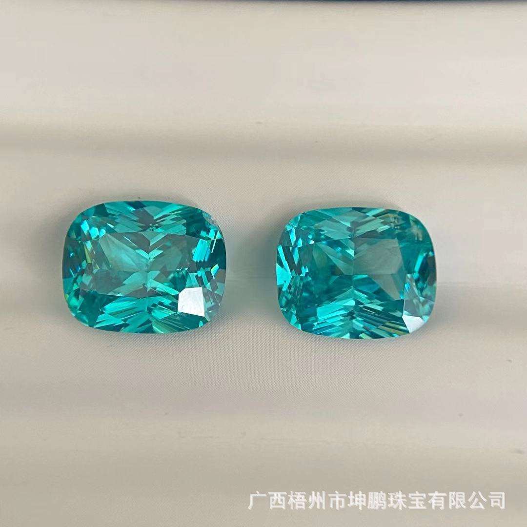 源头工厂帕拉伊巴碧玺肥长方裸石戒面枕形湖蓝绿色饰品主石霓虹蓝