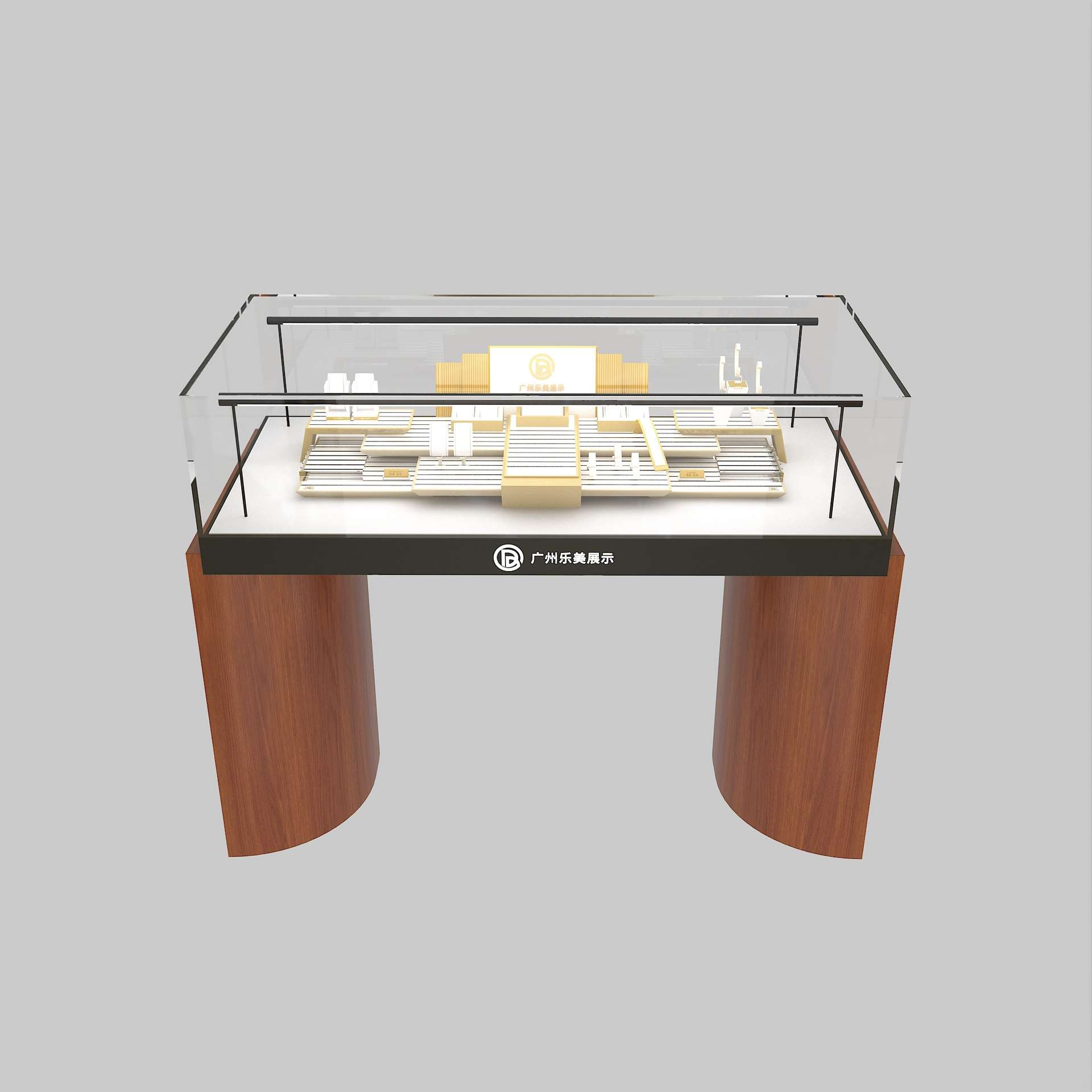 高端珠宝展示柜带灯超白玻璃展柜拉丝不锈钢黄金首饰陈列柜台