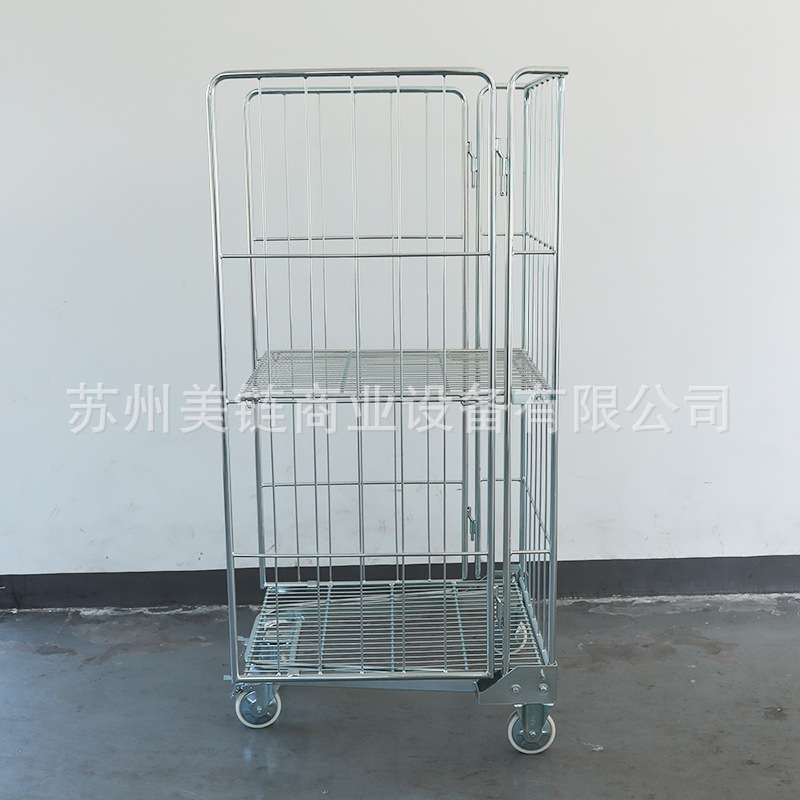 镀锌物流台车快递电商物流周转分拣推车折叠式金属笼车物料载货车