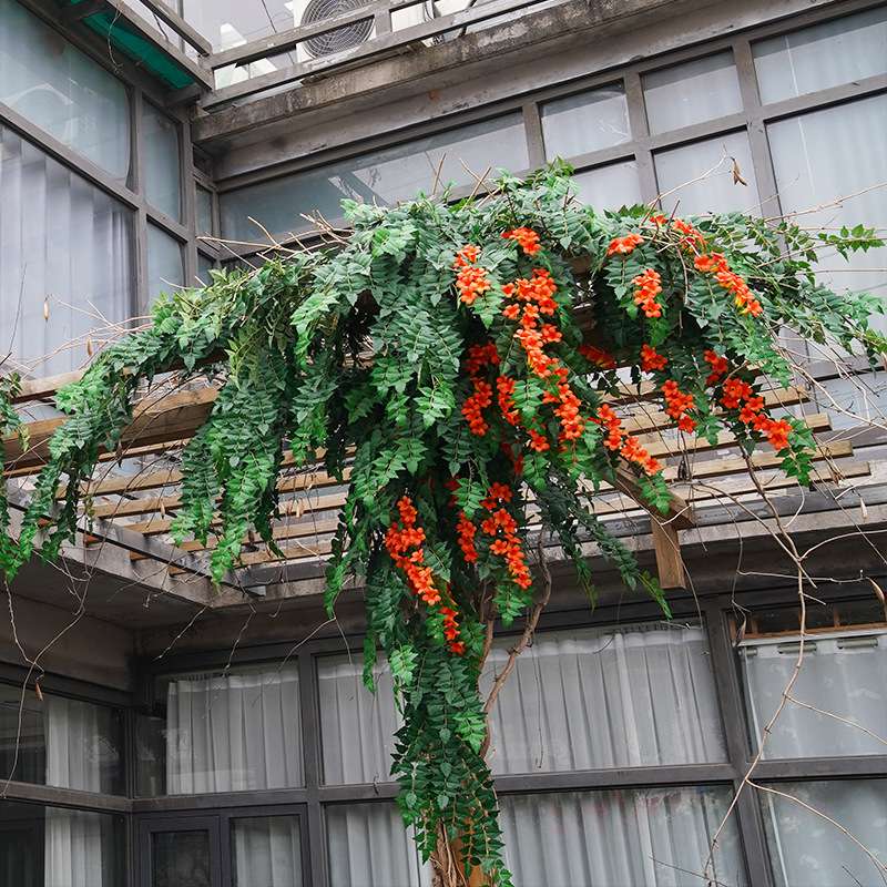 仿真花藤条吊顶装饰绿植假花农家乐民宿门头庭院墙面造景紫藤绢花