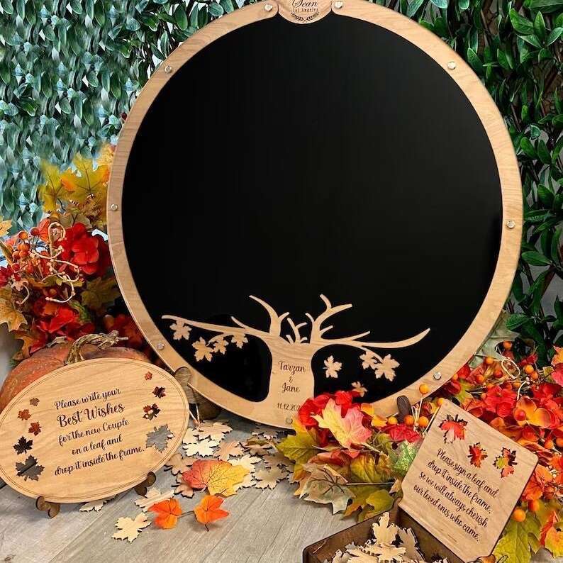 Wedding Guest Book 跨境婚礼祝福语留言毕业赠言木质工艺品