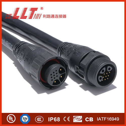 利路通LLT-3+9芯防水公母接头螺纹旋紧综合线缆防水连接器
